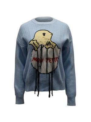 gucci sweater mon petit|Gucci Gucci Crop Sweater With Chick Egg In Light Blue Mohair .